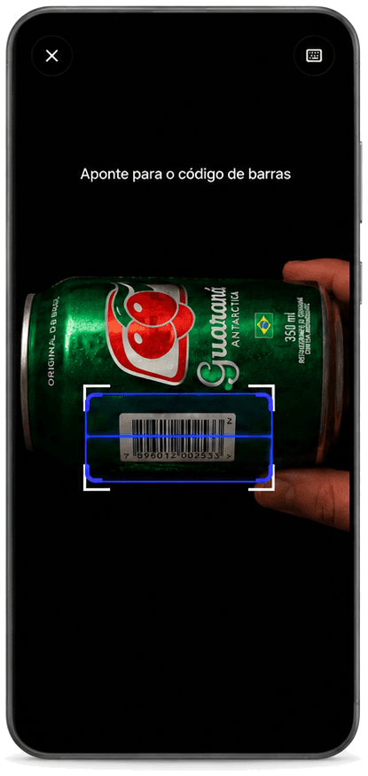 Estoqui barcode scanner aimed at a product